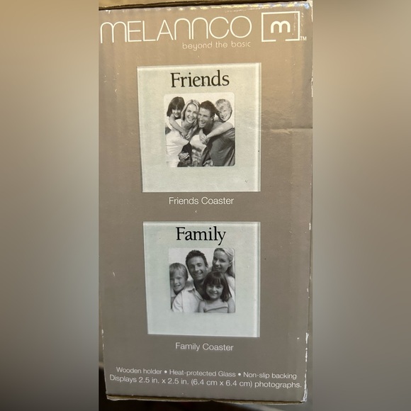 New in Box Melannco white photo coasters 4 pack with holder - Picture 4 of 5